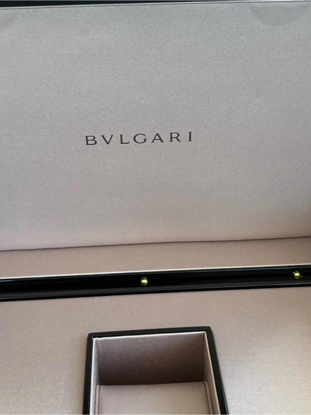 BVLGARI Black Lacquered Jewelry Box with Blush Interior